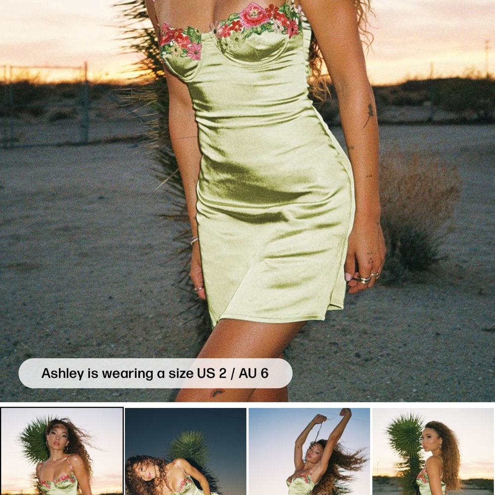 Princess Polly Satin Dress with Floral Embroidery - Picture 4 of 4